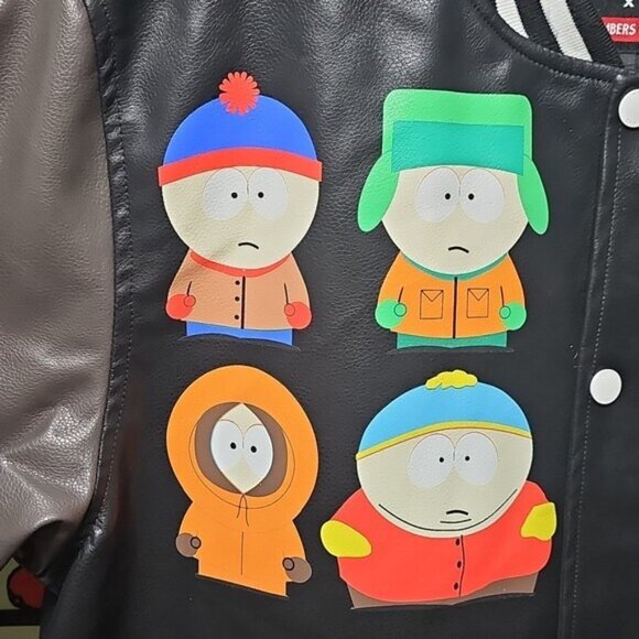 South Park x Members Only Black Bomber Varsity Jacket Size Large New - Picture 3 of 16